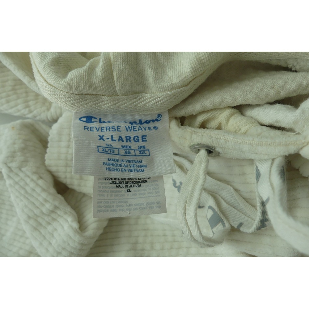 Champion Reverse Weave Corduroy Cropped Hoodie Cream XL - Picture 6 of 9